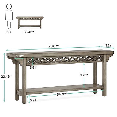 Farmhouse Console Table with Painted MDF Top & Solid Wood Legs for Entryway or Living Room