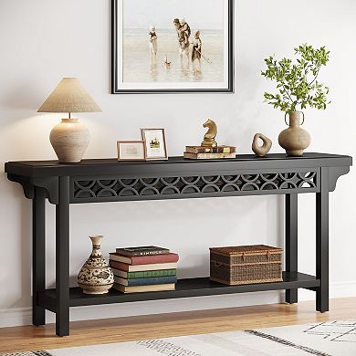 Farmhouse Console Table with Painted MDF Top & Solid Wood Legs for Entryway or Living Room