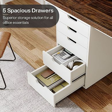 Double Desk with Center Drawer Storage, Two-Person Home Office Computer Desk