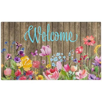 Spring Summer Floral Watercolor Door Mat 30"x17" Non-Slip Indoor Outdoor Entryway Welcome Doormat