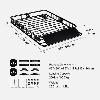 Universal Roof Rack Cargo Basket for Road Trips Camping and Gear