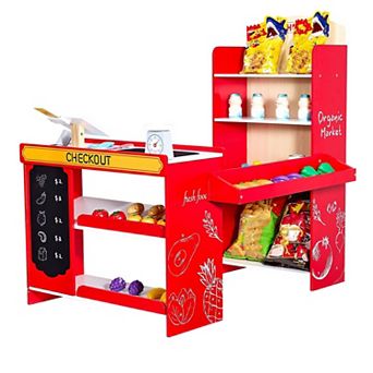 Kids Grocery Store Playset with Checkout Accessories and Role-Playing Features