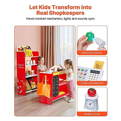 Kids Grocery Store Playset with Checkout Accessories and Role-Playing Features