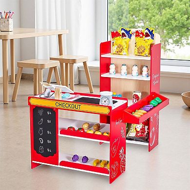 Kids Grocery Store Playset with Checkout Accessories and Role-Playing Features
