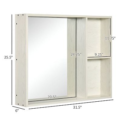 Bathroom Wall Mirror Cabinet with Side Shelves and Space Saving Design