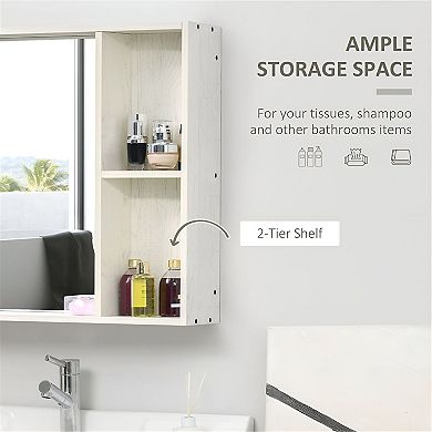 Bathroom Wall Mirror Cabinet with Side Shelves and Space Saving Design