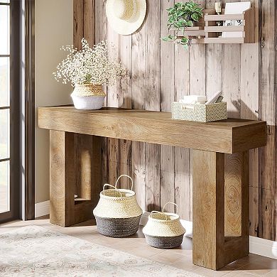 Farmhouse Sofa Table, Narrow Entryway Console Table, Straight Leg Design