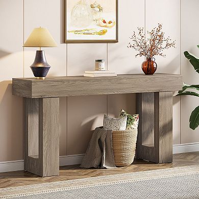 Farmhouse Sofa Table, Narrow Entryway Console Table, Straight Leg Design