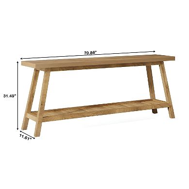 Farmhouse Sofa Table 70 Inch with Lower Shelf, Narrow Console Table for Entryway or Living Room