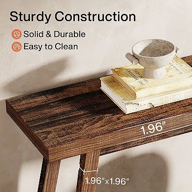 Farmhouse Sofa Table 70 Inch with Lower Shelf, Narrow Console Table for Entryway or Living Room