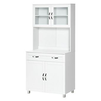 Storage Cabinet with Glass Front, Adjustable Shelves and Open Compartment
