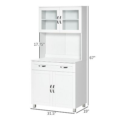 Storage Cabinet with Glass Front, Adjustable Shelves and Open Compartment
