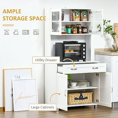 Storage Cabinet with Glass Front, Adjustable Shelves and Open Compartment