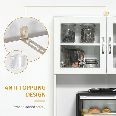 Storage Cabinet with Glass Front, Adjustable Shelves and Open Compartment