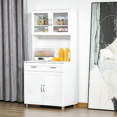 Storage Cabinet with Glass Front, Adjustable Shelves and Open Compartment