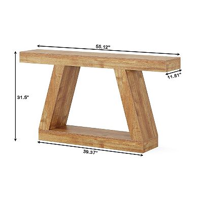 Farmhouse Console Table with Storage, Wood Grain Finish, Narrow Entryway or Sofa Table