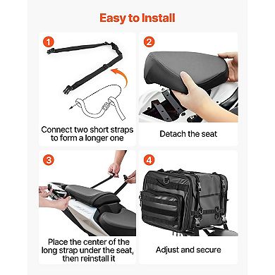 Motorcycle Tail Bag Expandable with Rain Cover and Compartments
