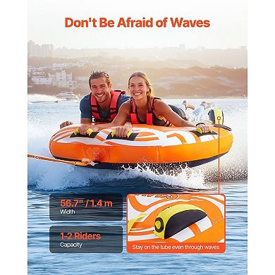 Inflatable 2-Person Towable Water Tube with PVC Bladder and Nylon Cover