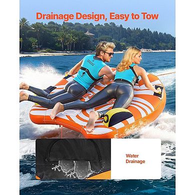 Inflatable 2-Person Towable Water Tube with PVC Bladder and Nylon Cover