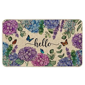Spring Hydrangea Doormat Indoor Outdoor Low-Profile Non-Slip Rubber Entrance Mat 17x29