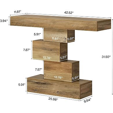 Farmhouse Console Table with Geometric Base, Narrow Entryway Table