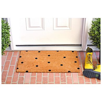 Black Dot Coconut Fiber Door Mat 17 inches x 29 inches All-Season