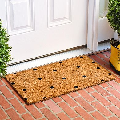 Black Dot Coconut Fiber Door Mat 17 inches x 29 inches All-Season