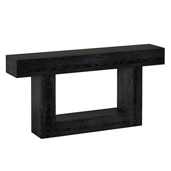 Farmhouse Console Table with Shelf, Two Tone Entryway Table for Hallway or Behind Sofa