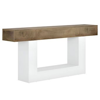 Farmhouse Console Table with Shelf, Two Tone Entryway Table for Hallway or Behind Sofa