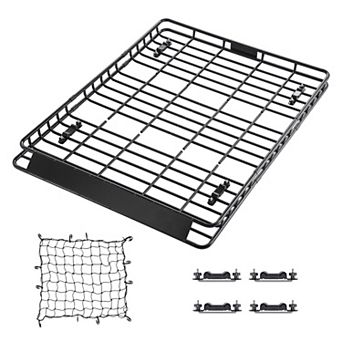 Universal Roof Rack Cargo Basket Steel Carrier with Dual Cargo Nets for Travel
