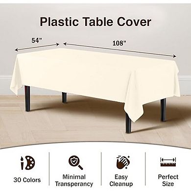 12-Pack Premium Plastic Tablecloths, Rectangle, Waterproof, Durable