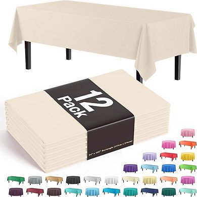 12-Pack Premium Plastic Tablecloths, Rectangle, Waterproof, Durable