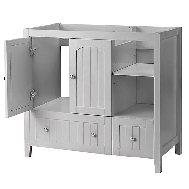 Without Basin Bathroom Storage Cabinet with Dual Doors Drawers and Modern Design