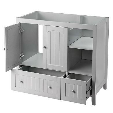 Without Basin Bathroom Storage Cabinet with Dual Doors Drawers and Modern Design