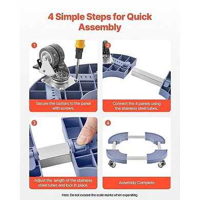 Trash Bin and Outdoor Item Dolly Adjustable with Smooth Movement