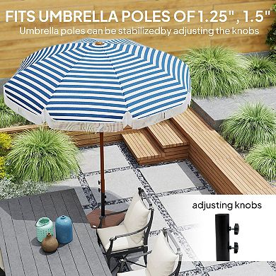 Square Patio Umbrella Stand, Fits 7' Umbrellas, Acacia Wood Exterior