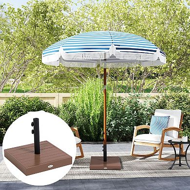 Square Patio Umbrella Stand, Fits 7' Umbrellas, Acacia Wood Exterior