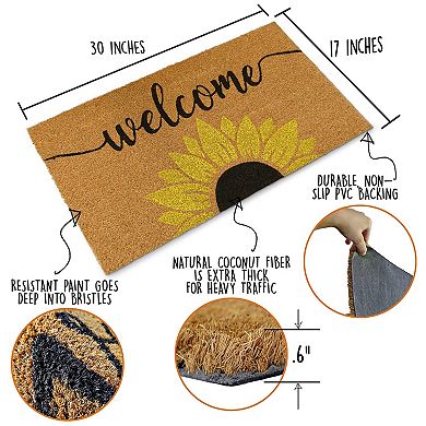 Sunflower Welcome Mat 30x17 Inches Non-Slip Outdoor Door Mat