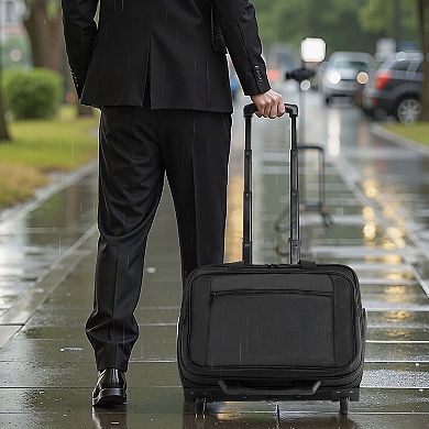 Rolling Laptop Bag for Laptops with Telescopic Handle and Two Main Compartments