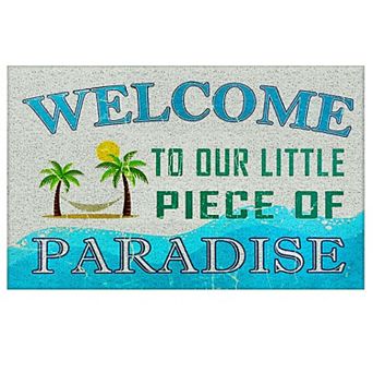 Beach Welcome Mat Nautical Paradise 17x30 Indoor and Outdoor Door Mat