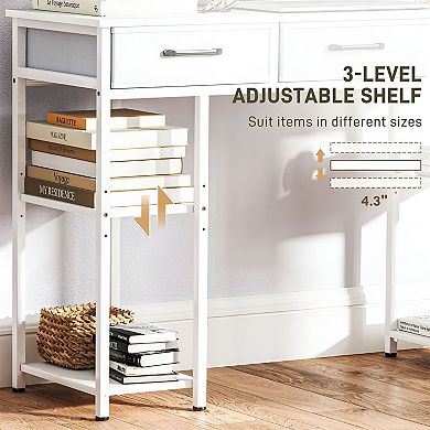 Computer Desk with 3 Drawers and Shelves, Small Home Office Desk