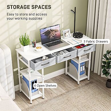 Computer Desk with 3 Drawers and Shelves, Small Home Office Desk