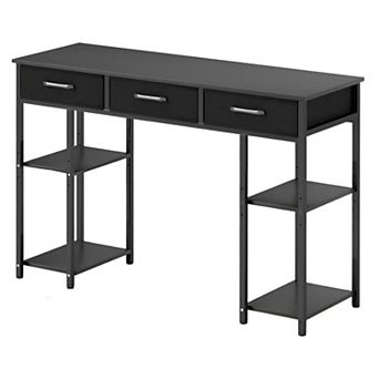 Computer Desk with 3 Drawers and Shelves, Small Home Office Desk