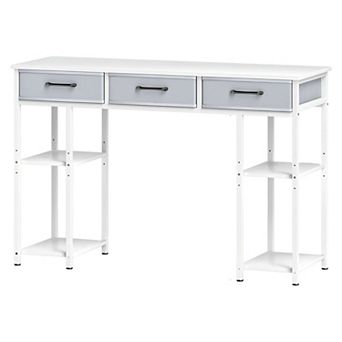 Computer Desk with 3 Drawers and Shelves, Small Home Office Desk