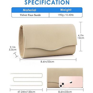 Women’s Suede Clutch Bag Formal Evening Envelope Party Handbag