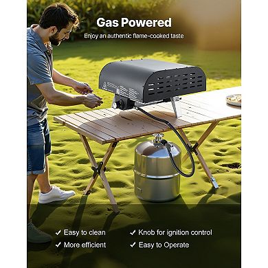Gas-Powered Outdoor Pizza Oven for 12-Inch Pizzas, Portable Design