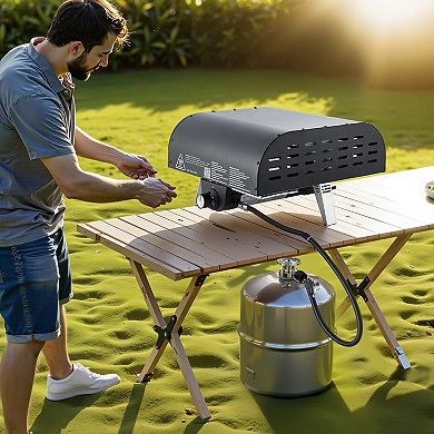 Gas-Powered Outdoor Pizza Oven for 12-Inch Pizzas, Portable Design