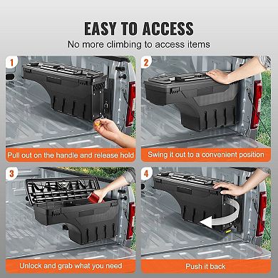 Truck Bed Wheel Well Storage Box with Swing Out Access and Lock for Easy Organization