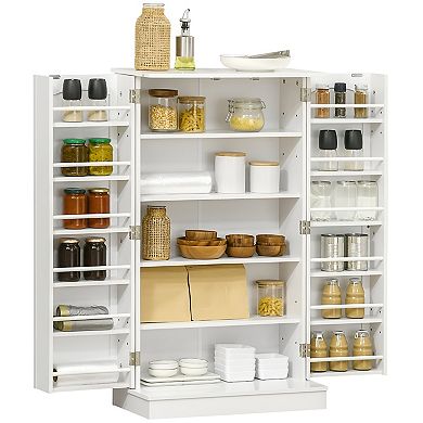 Tall Freestanding Pantry Cabinet with Adjustable Shelves & Spice Storage