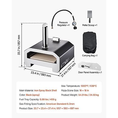 Backyard Pizza Oven for Wood or Propane Use, Pizza Size, Fast Heat Design